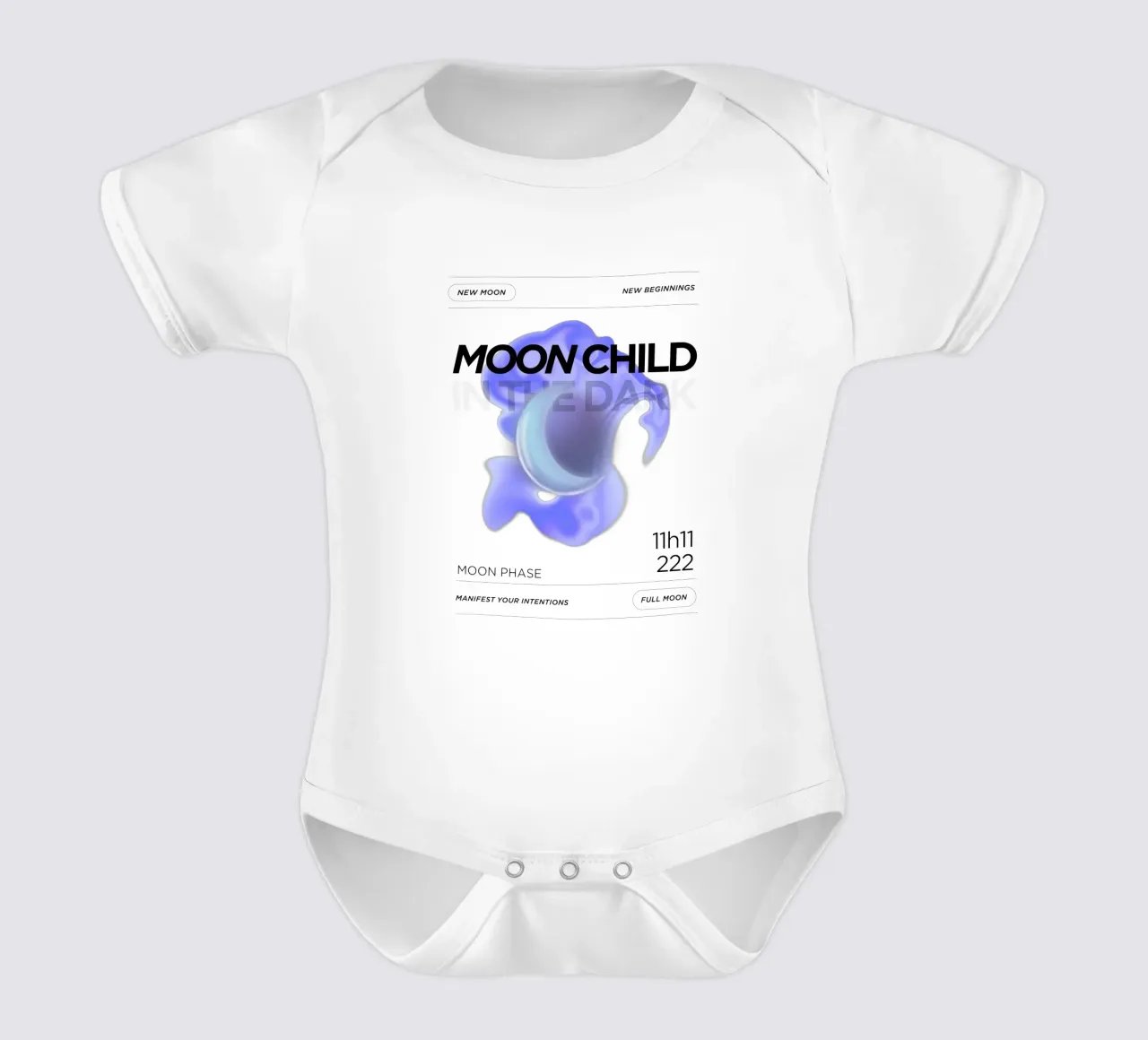 Moon child in the dark short-sleeve baby romper by morphinaeblue