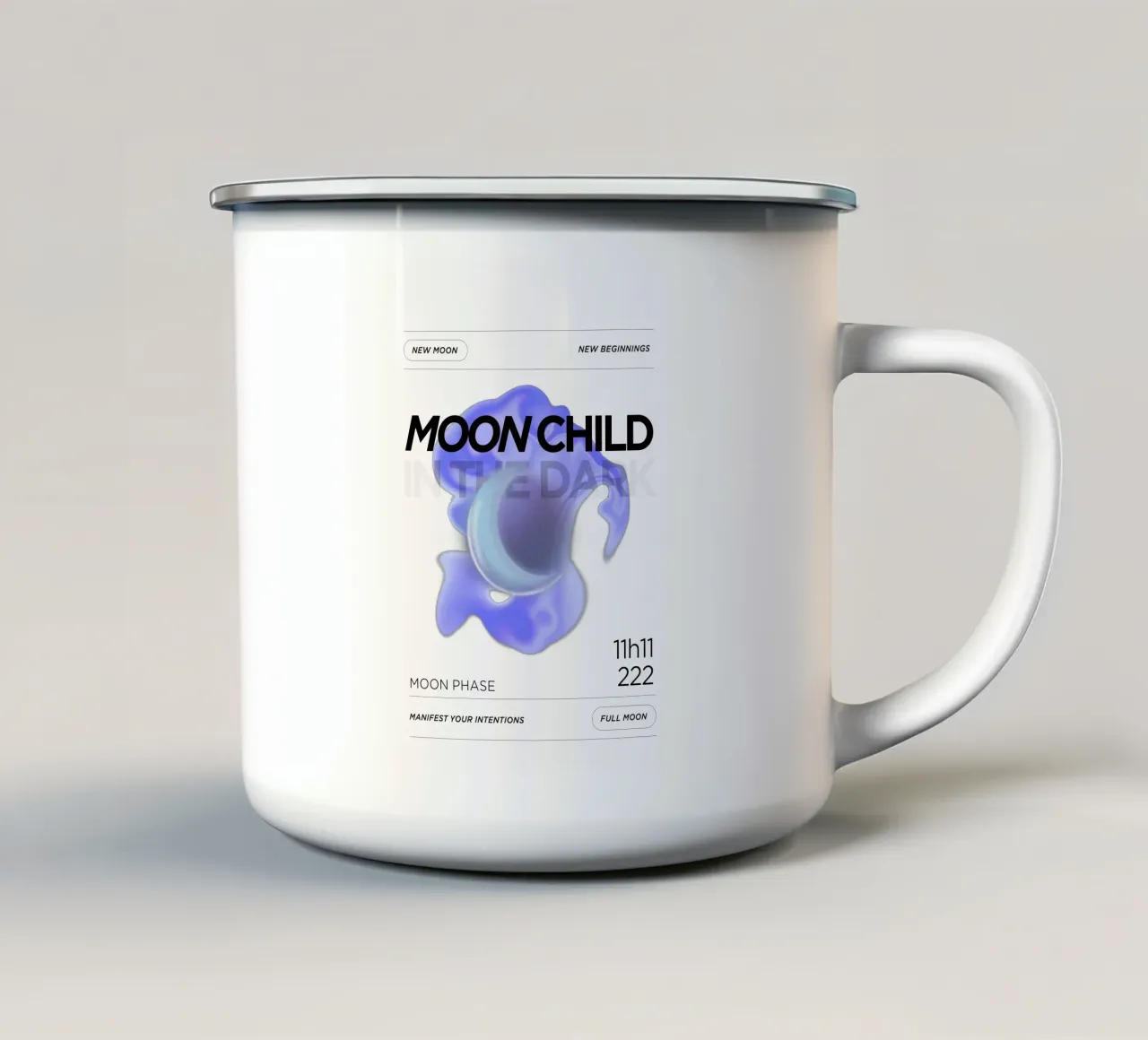 Moon child in the dark enamel mug by morphinaeblue