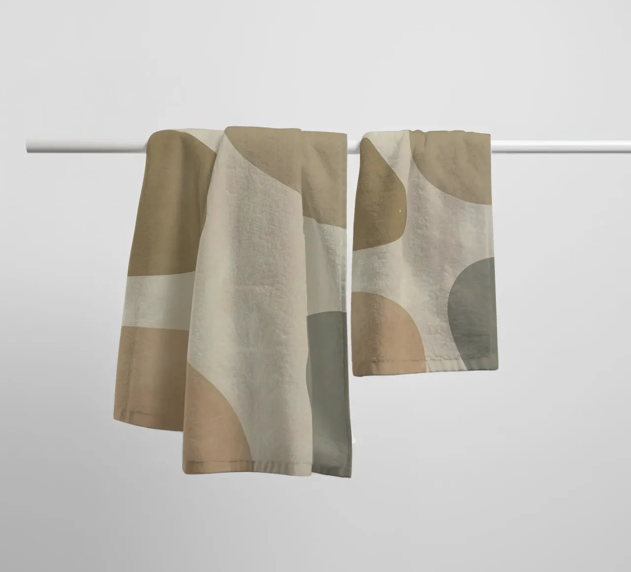 Abstract Shapes Beige and Neutral Background towel by DesignDoodle