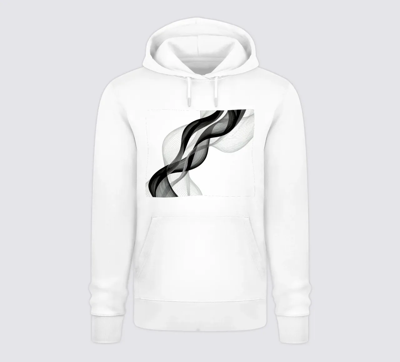 Linee ondulate astratte nero grigio e bianco felpa con cappuccio da DesignDoodle