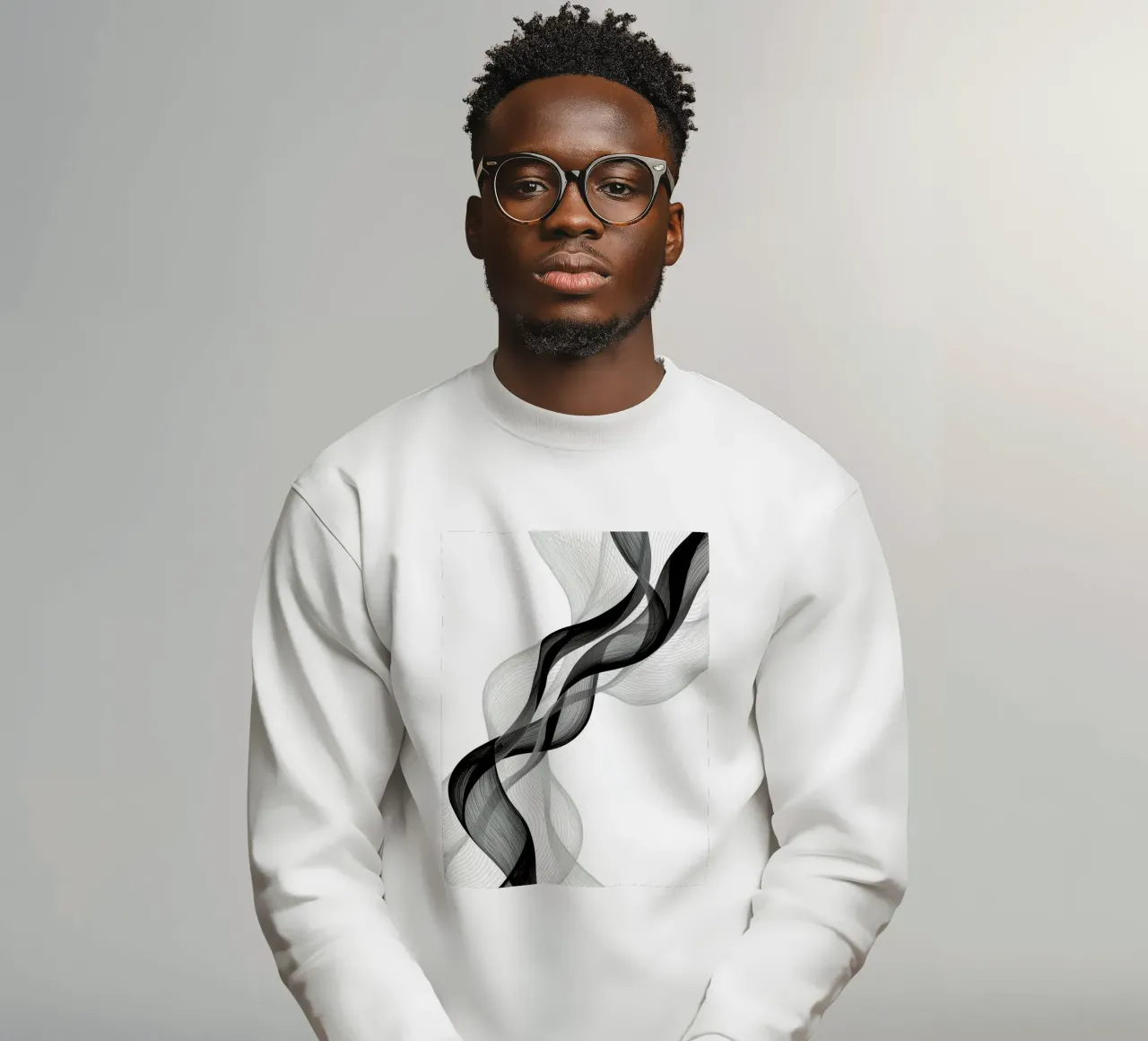 Linee ondulate astratte nero grigio e bianco felpa da DesignDoodle