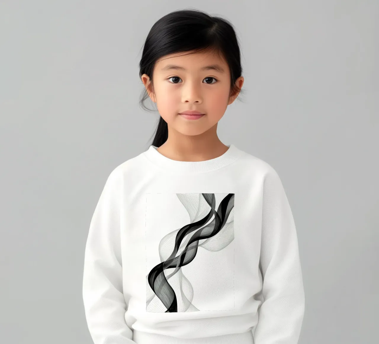 Linee ondulate astratte nero grigio e bianco felpa bambino da DesignDoodle