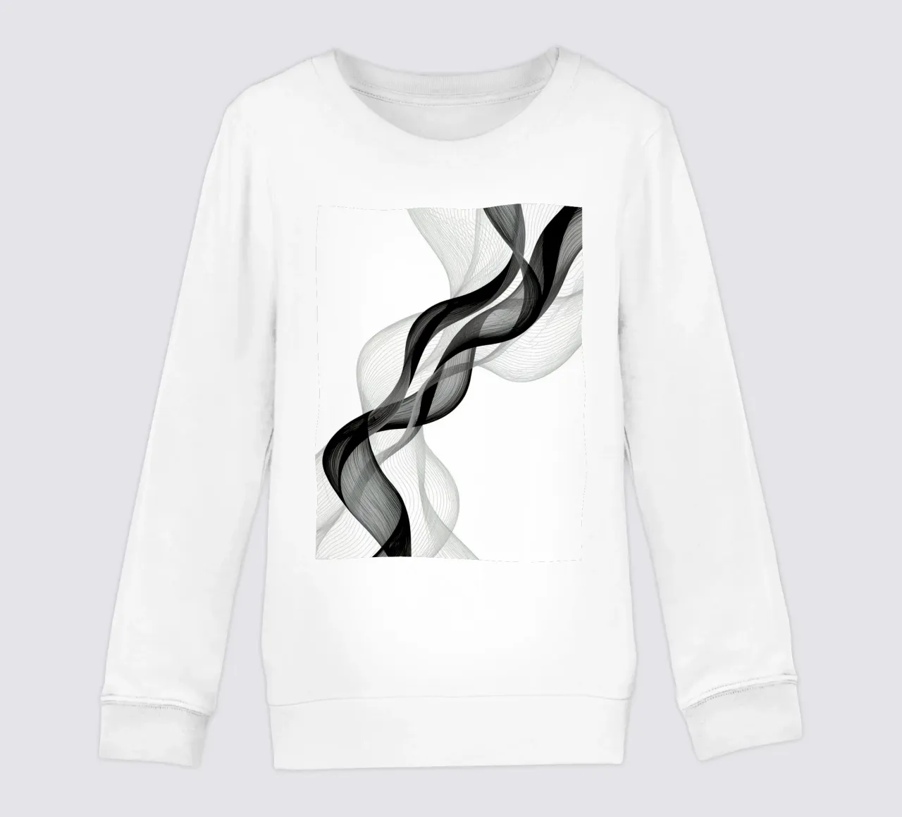 Linee ondulate astratte nero grigio e bianco felpa bambino da DesignDoodle