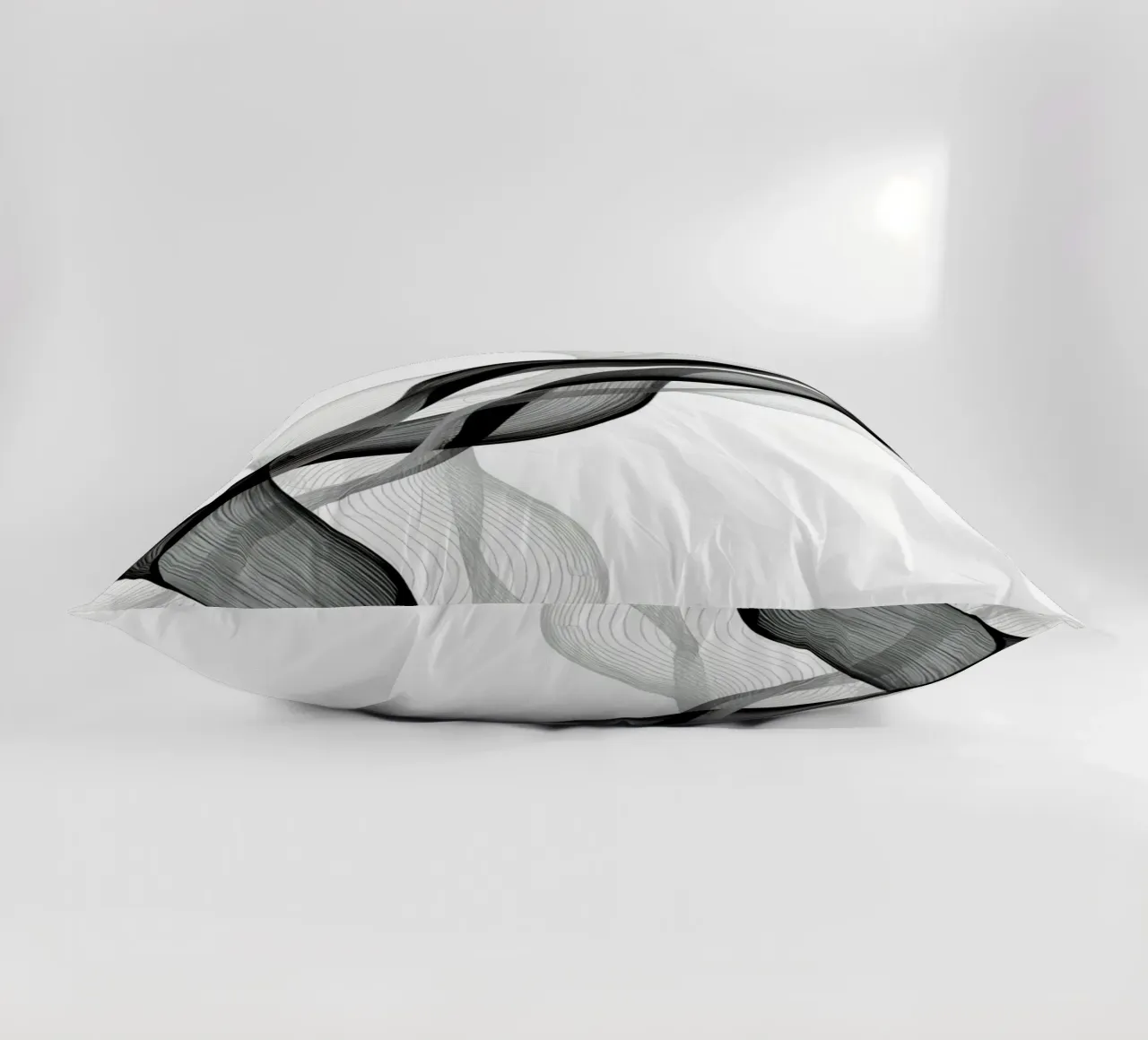 Linee ondulate astratte nero grigio e bianco cuscino da DesignDoodle