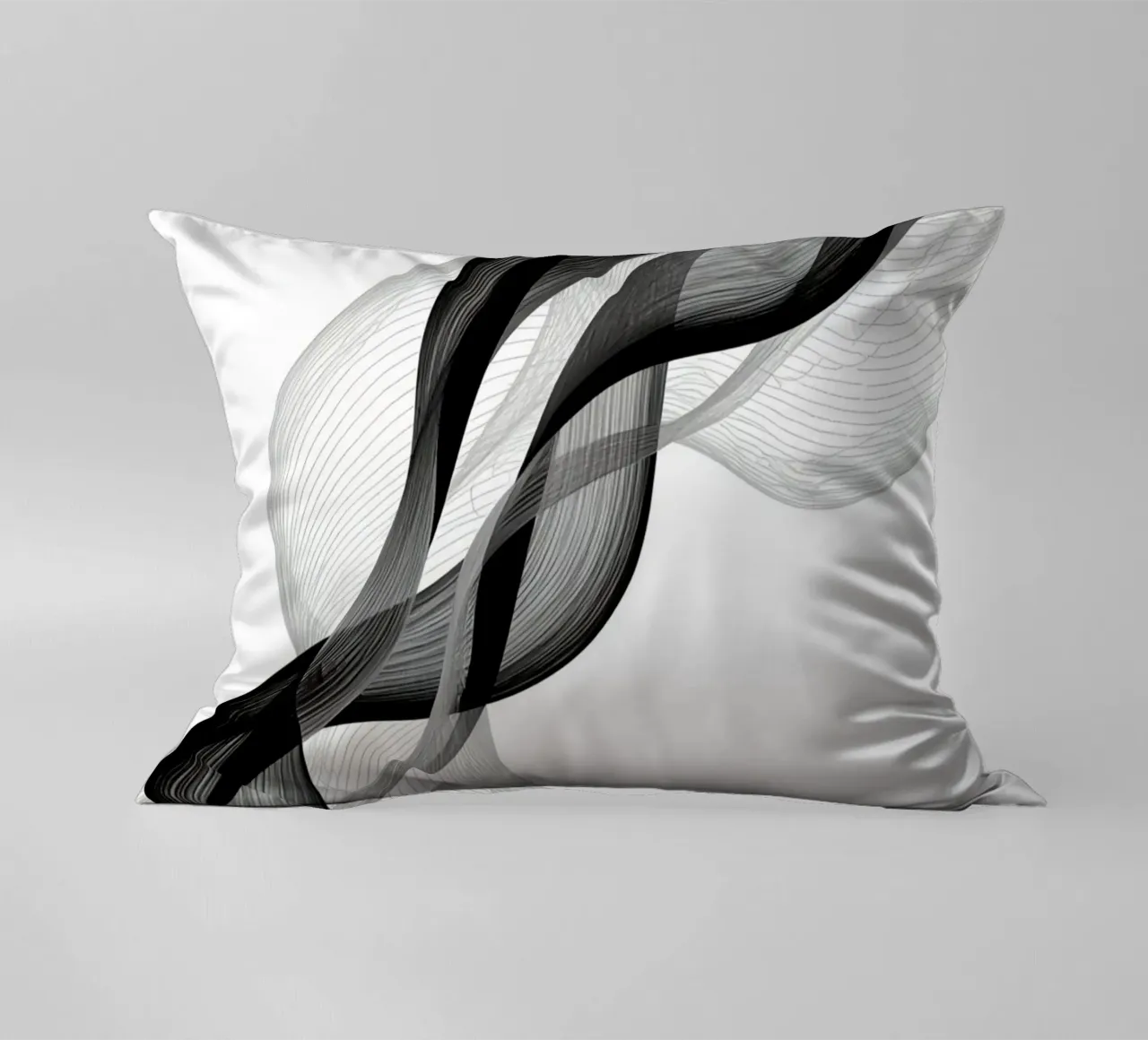 Linee ondulate astratte nero grigio e bianco cuscino da DesignDoodle