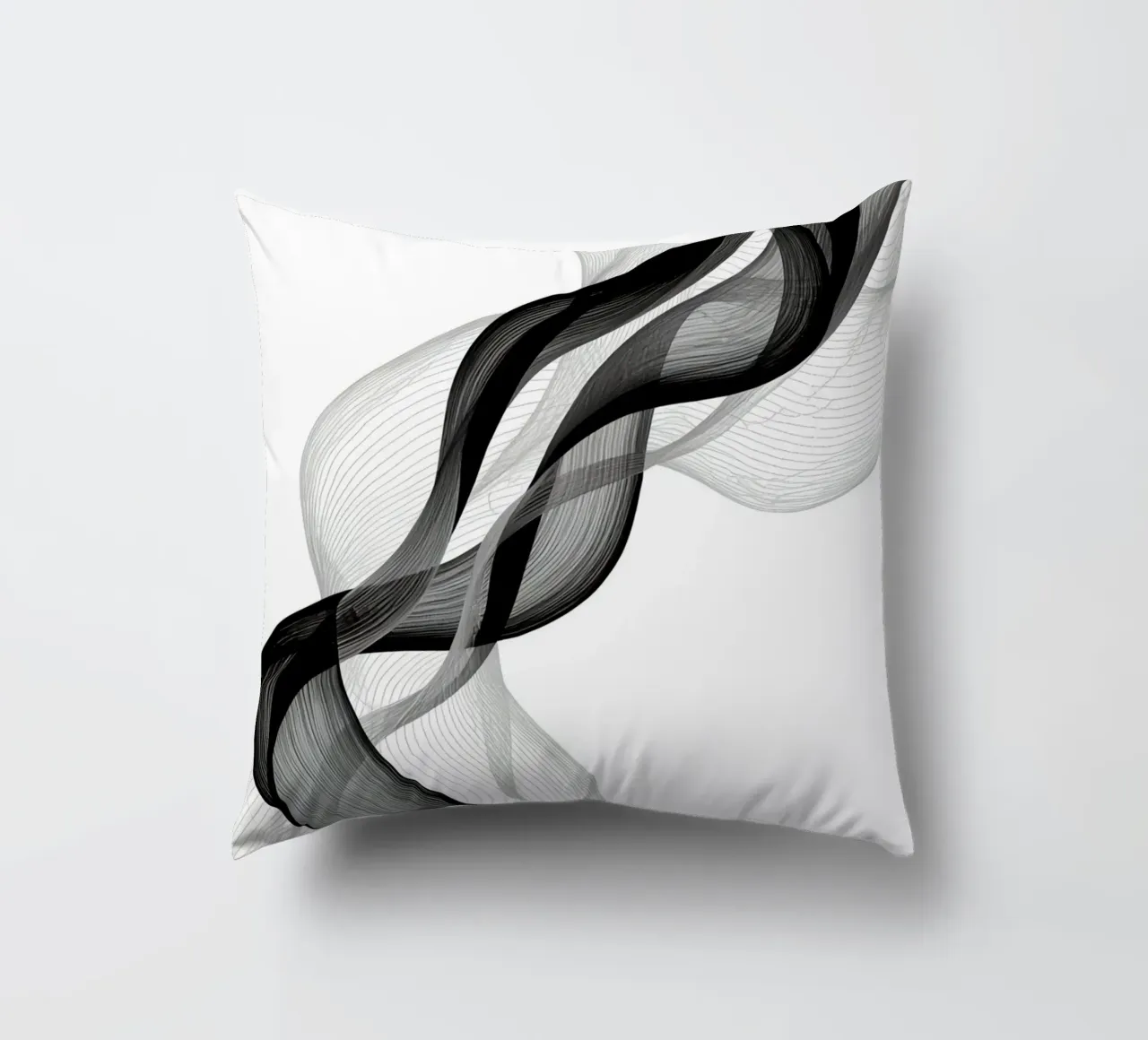 Linee ondulate astratte nero grigio e bianco cuscino da DesignDoodle