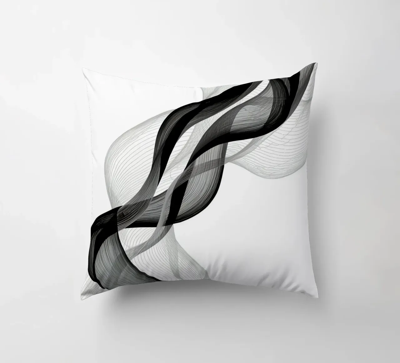 Linee ondulate astratte nero grigio e bianco cuscino da DesignDoodle