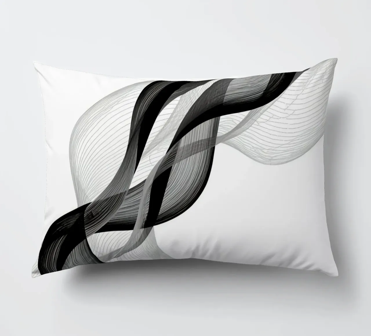 Linee ondulate astratte nero grigio e bianco cuscino da DesignDoodle