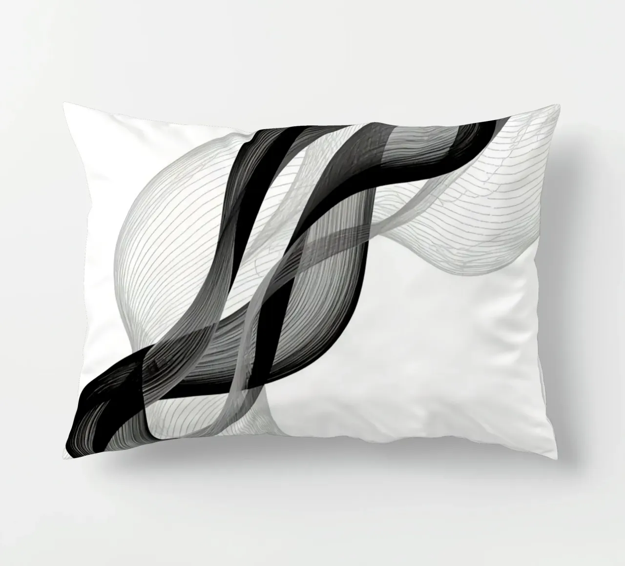 Linee ondulate astratte nero grigio e bianco cuscino da DesignDoodle