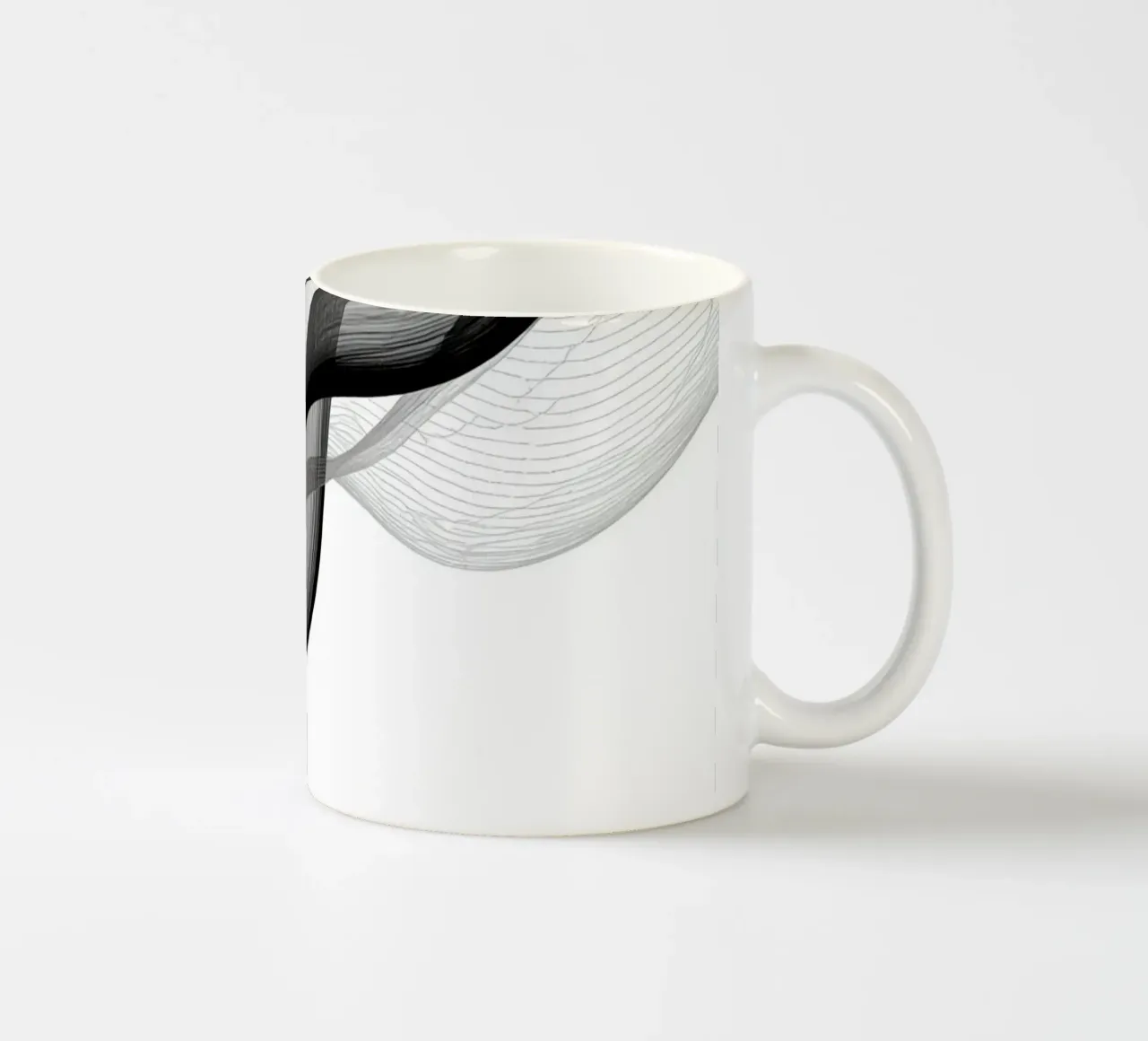 Linee ondulate astratte nero grigio e bianco tazza in ceramica da DesignDoodle