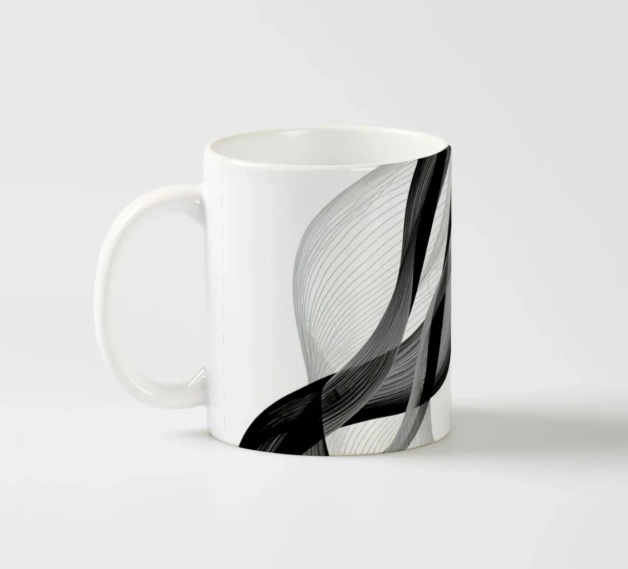 Linee ondulate astratte nero grigio e bianco tazza in ceramica da DesignDoodle