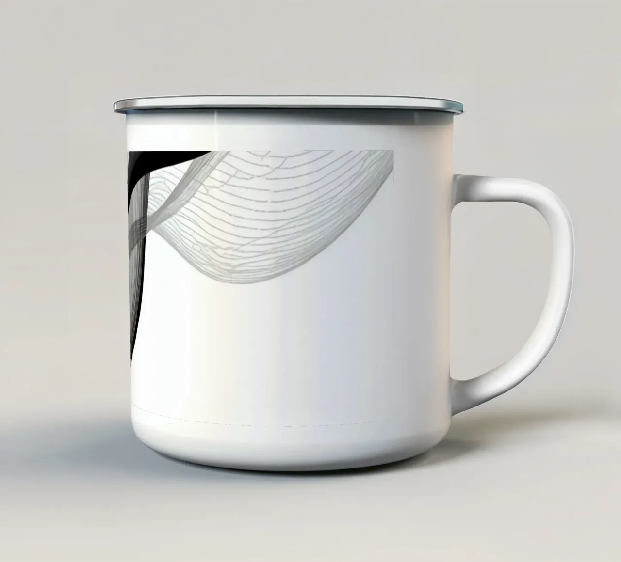 Linee ondulate astratte nero grigio e bianco tazza in smalto da DesignDoodle