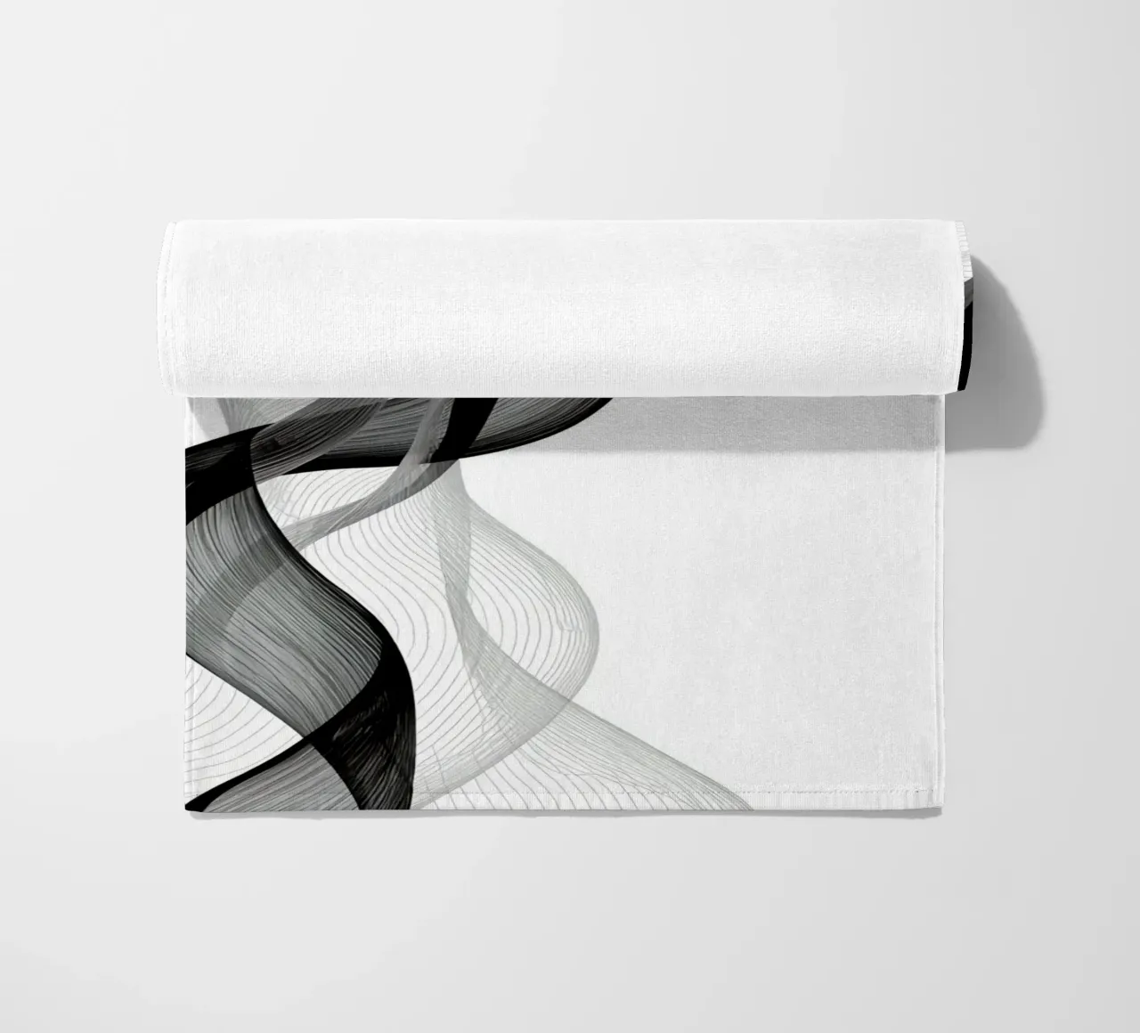 Linee ondulate astratte nero grigio e bianco telo mare da DesignDoodle