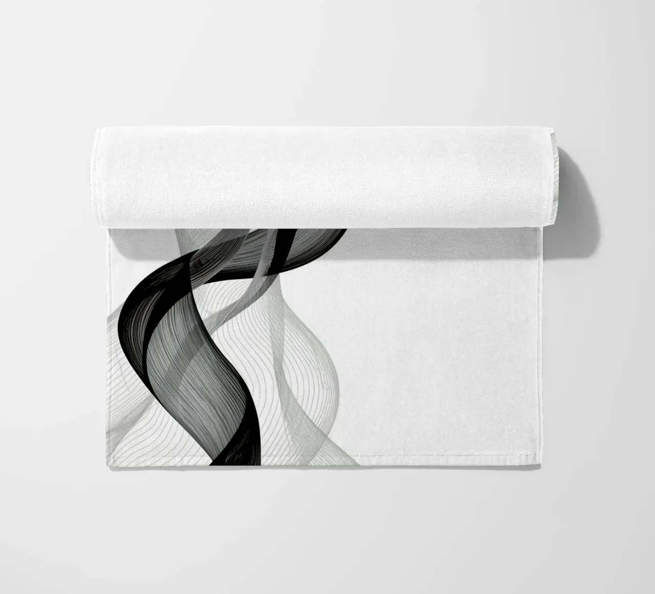 Linee ondulate astratte nero grigio e bianco telo mare da DesignDoodle