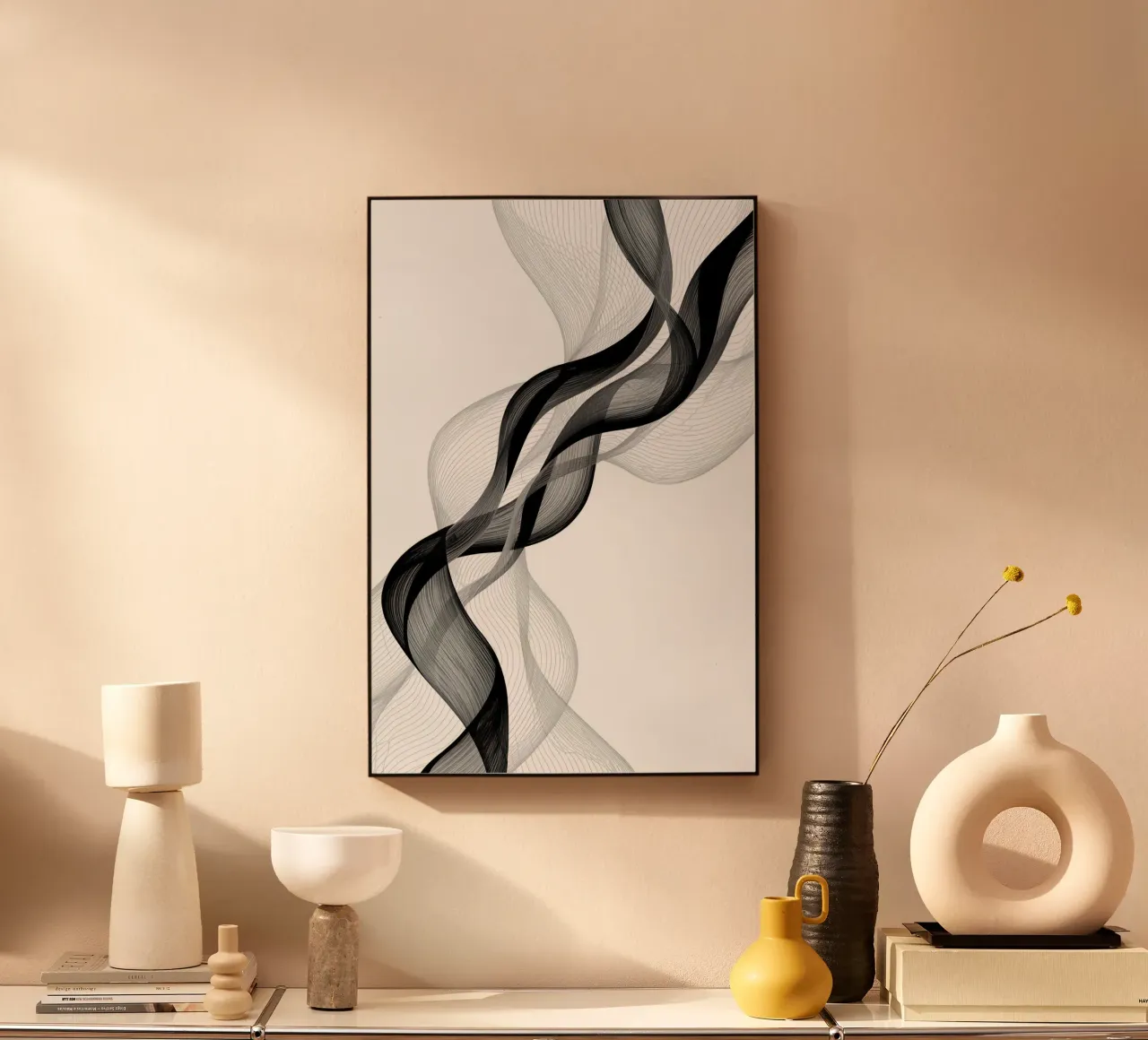 Linee ondulate astratte nero grigio e bianco plexiglass da DesignDoodle