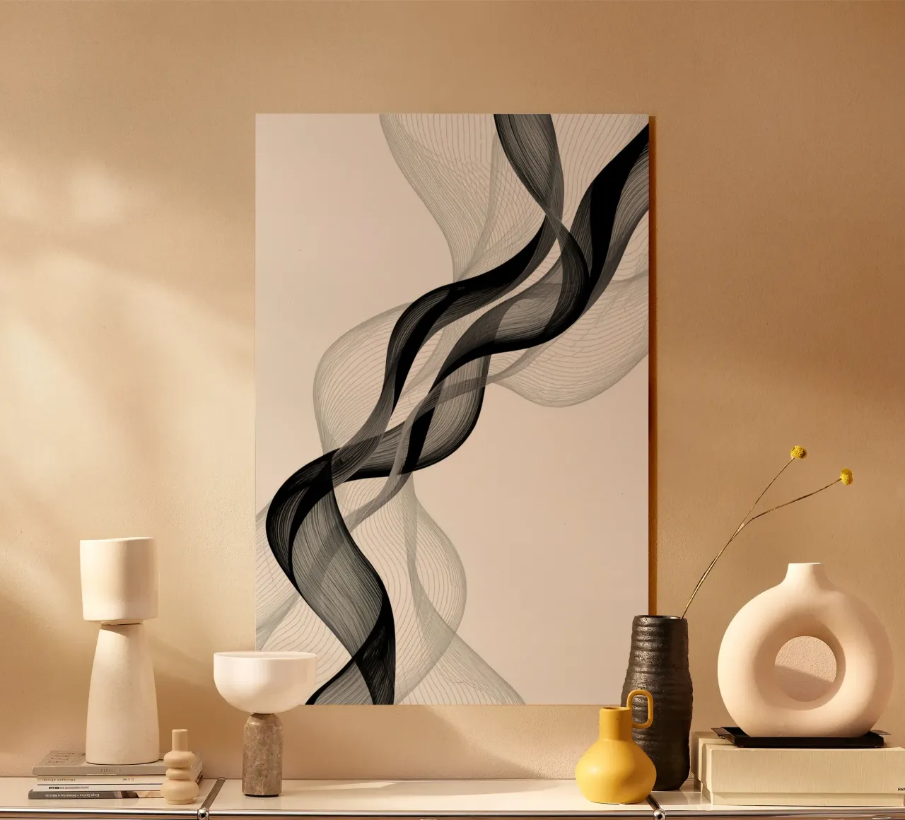 Linee ondulate astratte nero grigio e bianco plexiglass da DesignDoodle