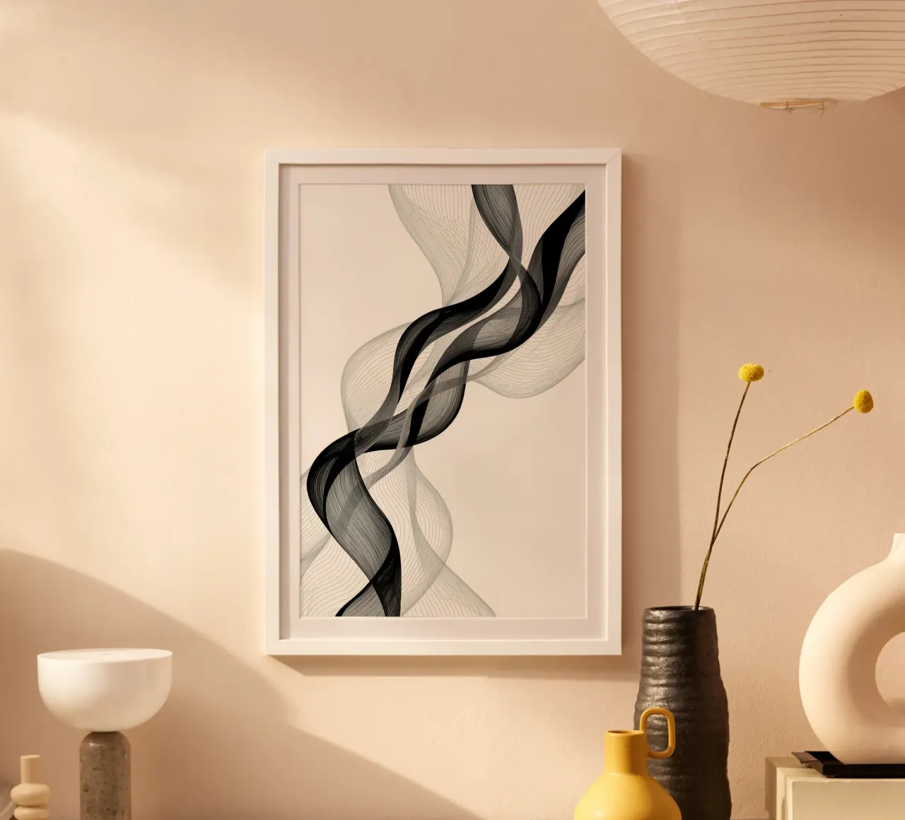 Linee ondulate astratte nero grigio e bianco poster da DesignDoodle