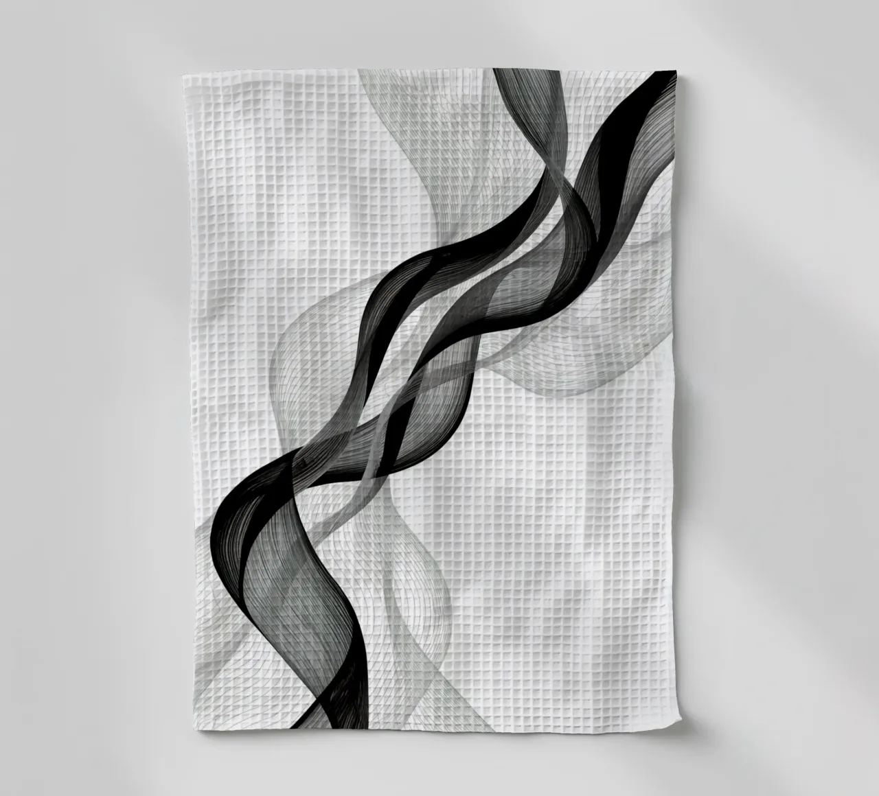 Linee ondulate astratte nero grigio e bianco canovaccio da cucina da DesignDoodle