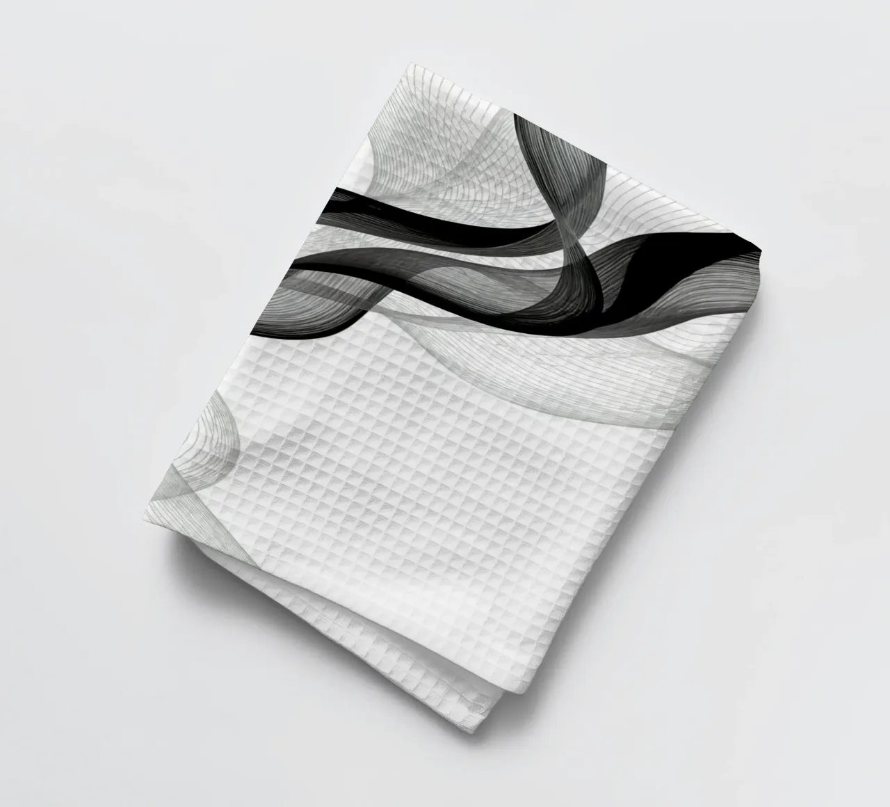 Linee ondulate astratte nero grigio e bianco canovaccio da cucina da DesignDoodle
