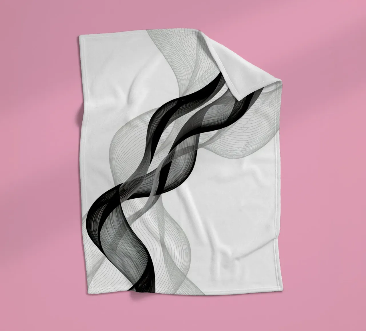 Linee ondulate astratte nero grigio e bianco coperta in pile da DesignDoodle