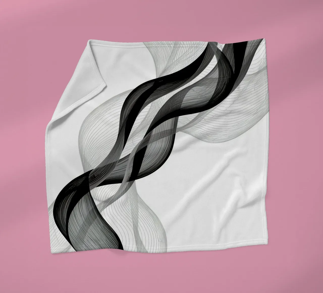 Linee ondulate astratte nero grigio e bianco coperta in pile da DesignDoodle