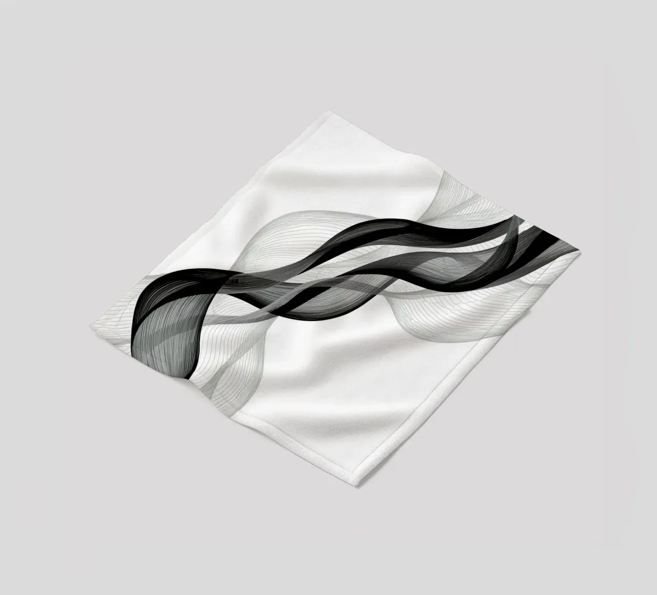 Linee ondulate astratte nero grigio e bianco coperta in pile da DesignDoodle