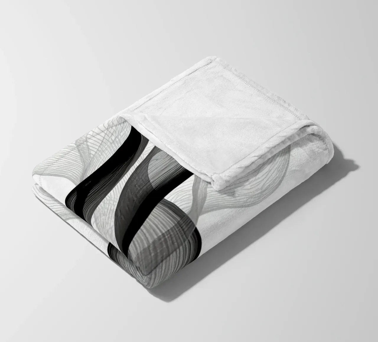Linee ondulate astratte nero grigio e bianco coperta in pile da DesignDoodle