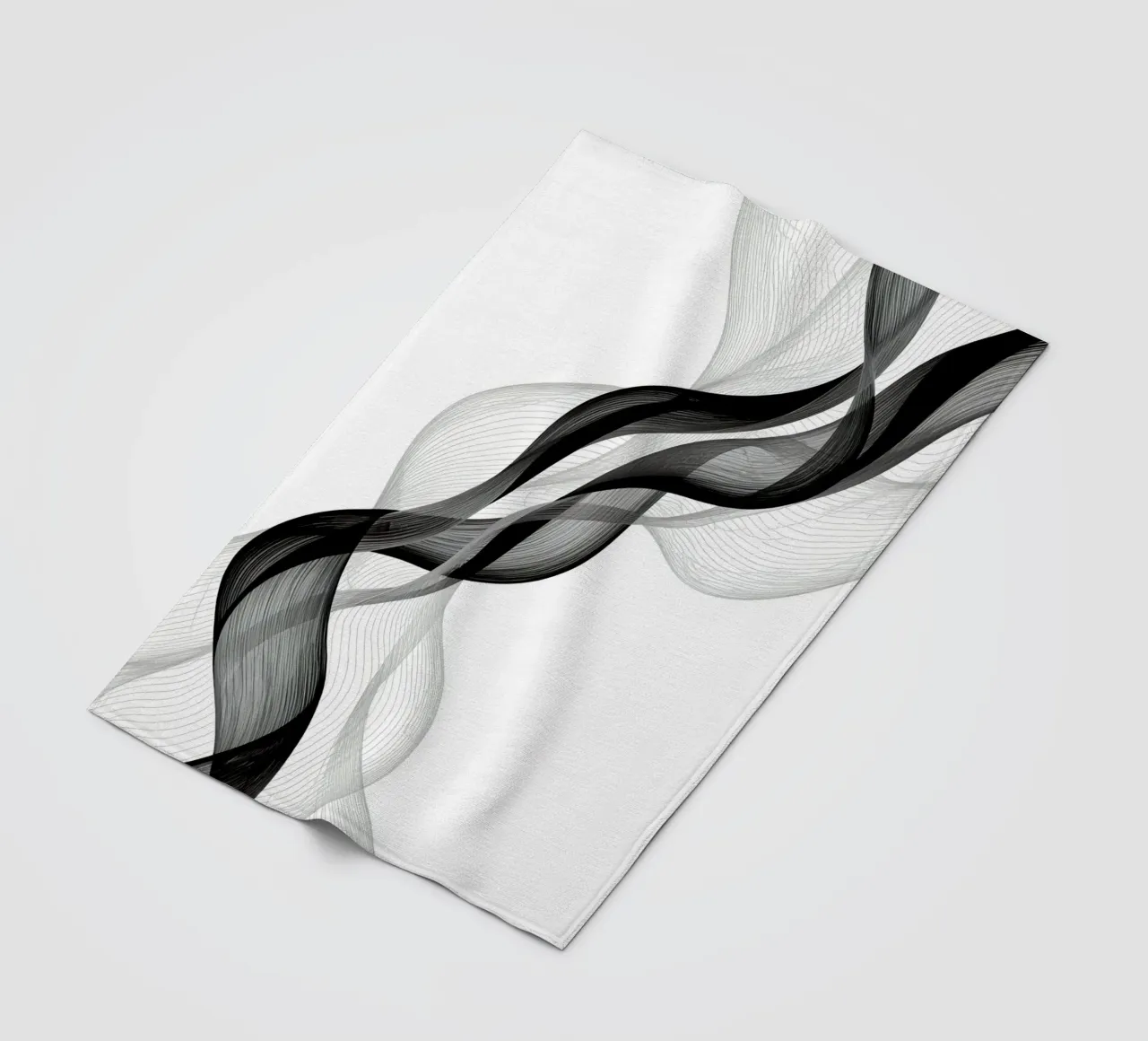 Linee ondulate astratte nero grigio e bianco coperta in pile da DesignDoodle