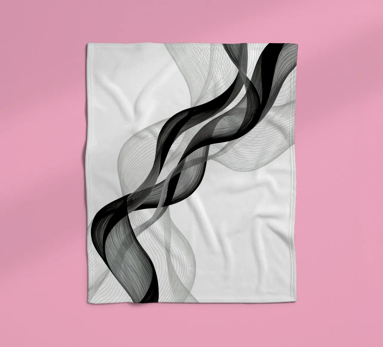 Linee ondulate astratte nero grigio e bianco coperta in pile da DesignDoodle