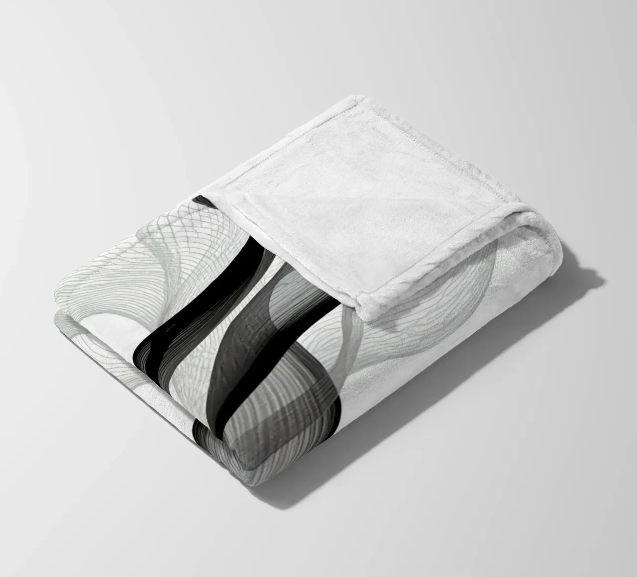 Linee ondulate astratte nero grigio e bianco coperta in pile da DesignDoodle