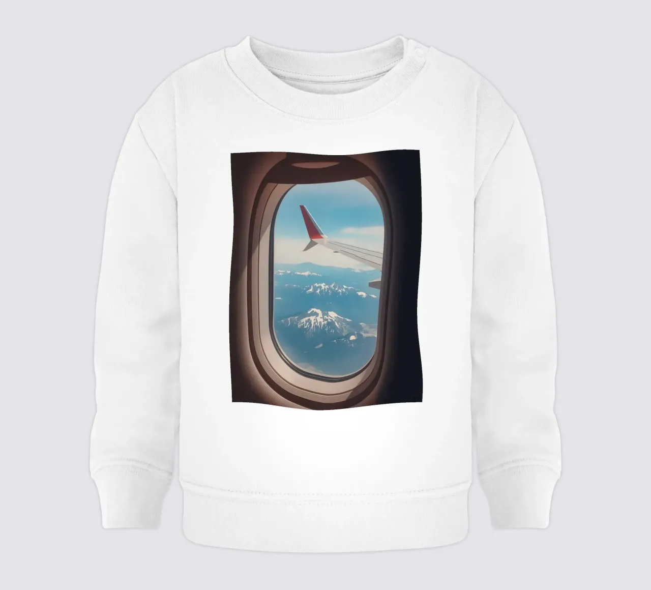 Vue d'un hublot d'avion sur une aile et des montagnes sweat pour bébé de DesignDoodle