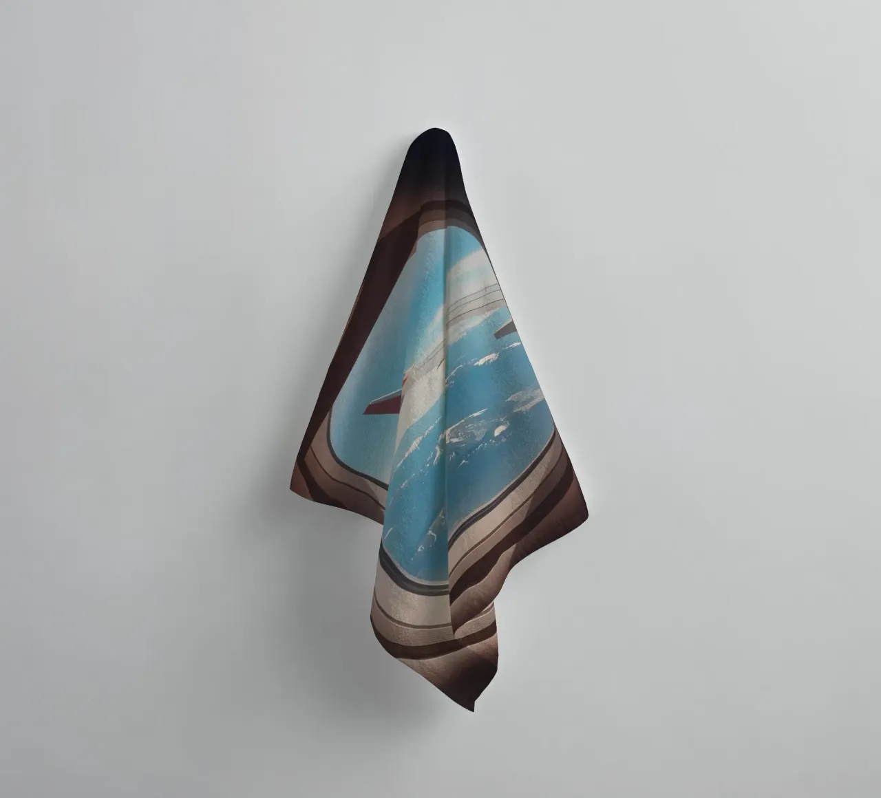 Airplane Window View of Wing and Mountains towel by DesignDoodle
