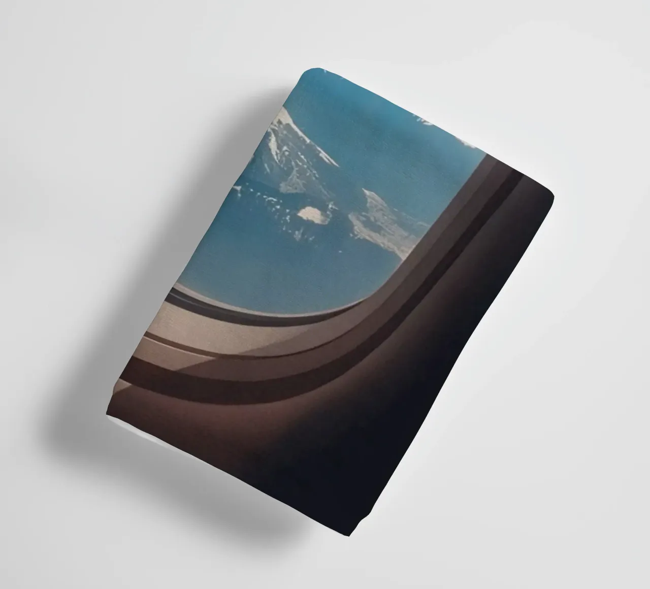 Airplane Window View of Wing and Mountains towel by DesignDoodle