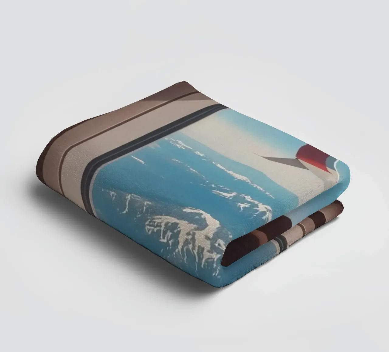 Airplane Window View of Wing and Mountains towel by DesignDoodle