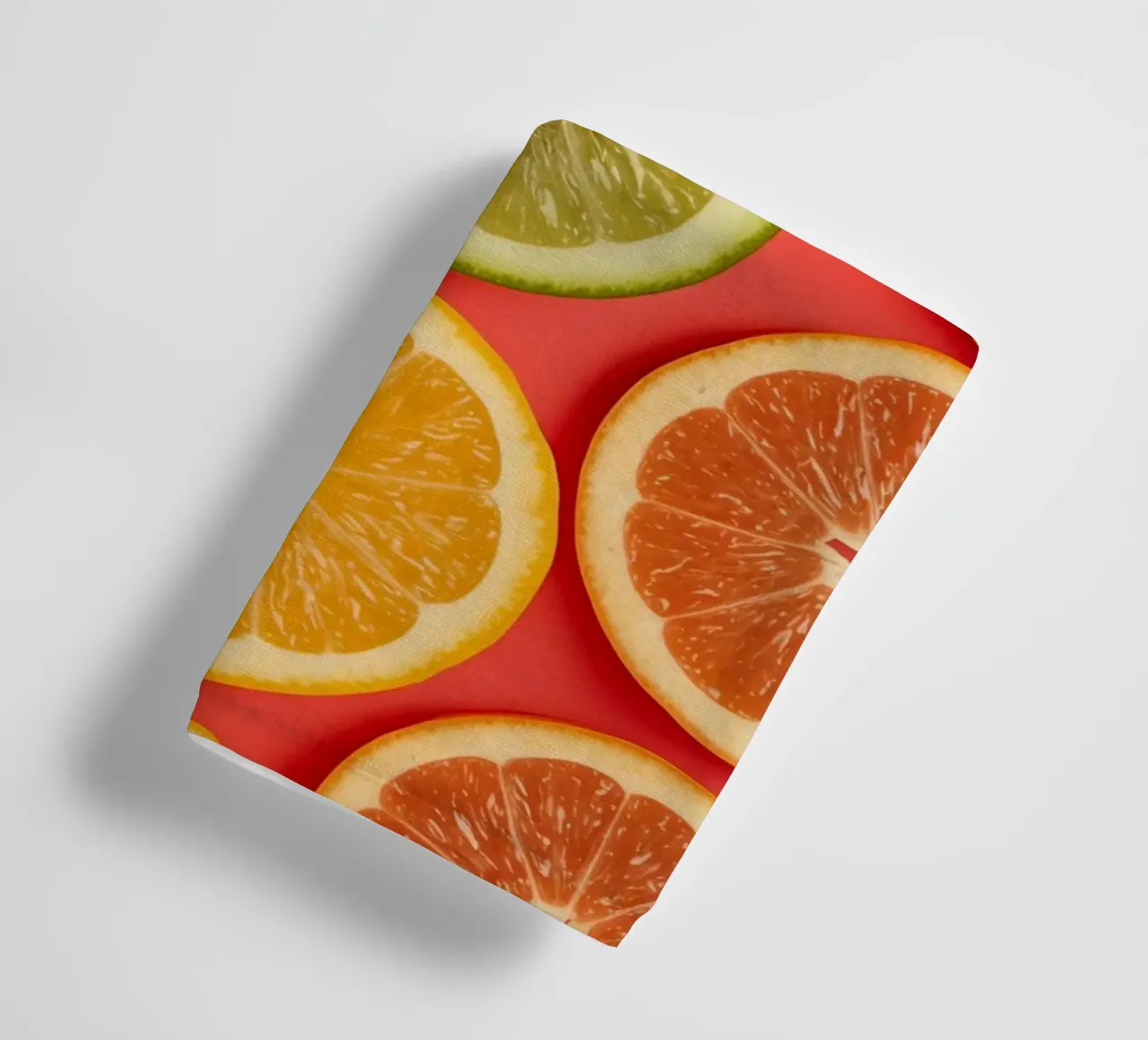 Assorted Sliced Citrus Fruits on Red Background towel by DesignDoodle