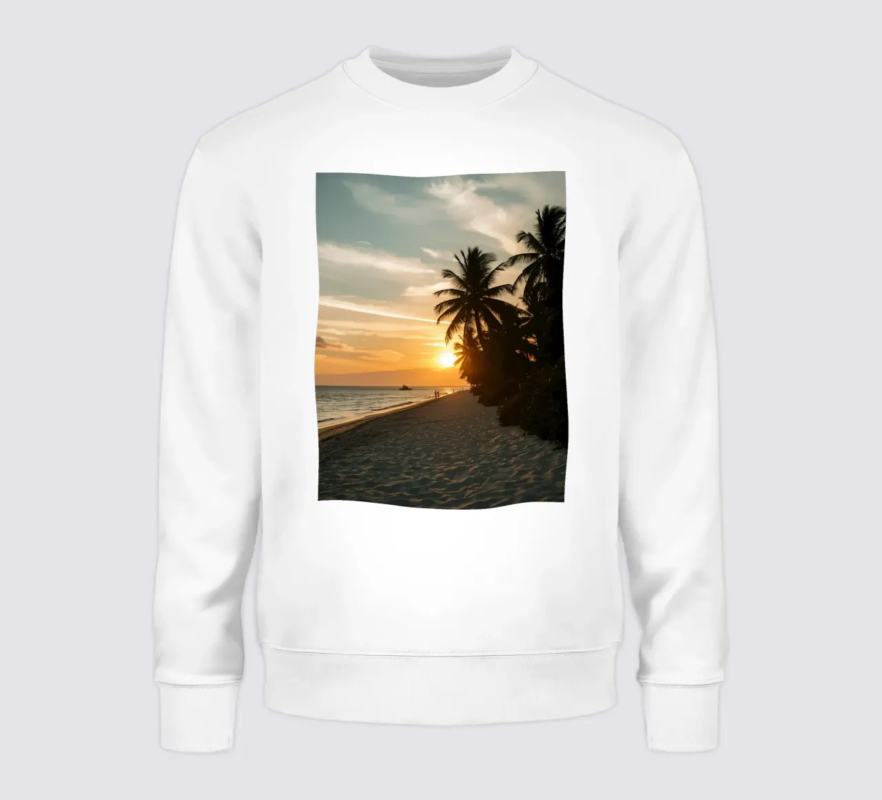 Tramonto sulla spiaggia con palme e oceano felpa da DesignDoodle