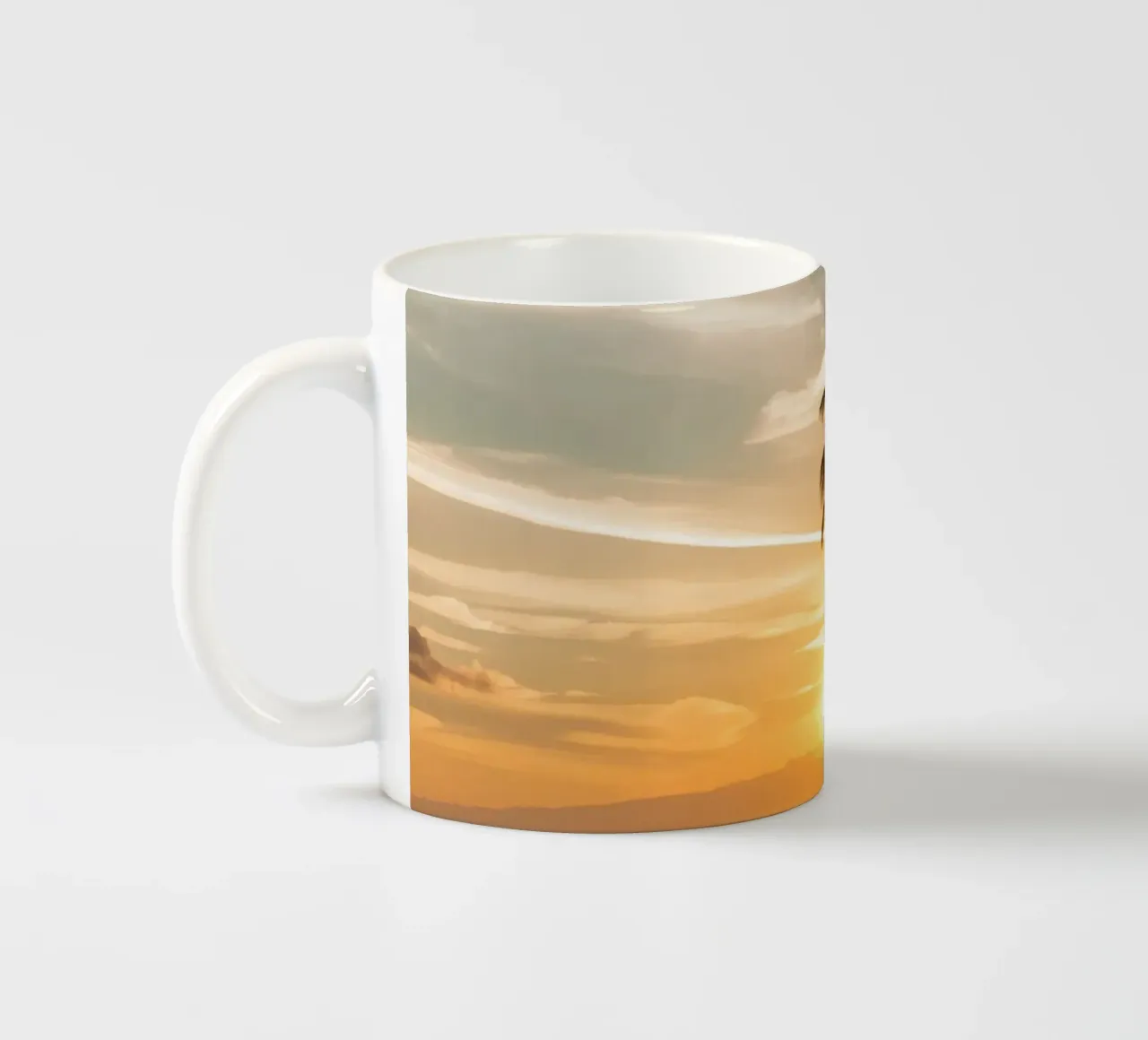Tramonto sulla spiaggia con palme e oceano tazza in ceramica da DesignDoodle