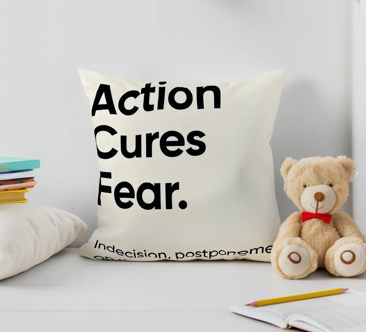 Action cures fear cuscino da Type & Tape