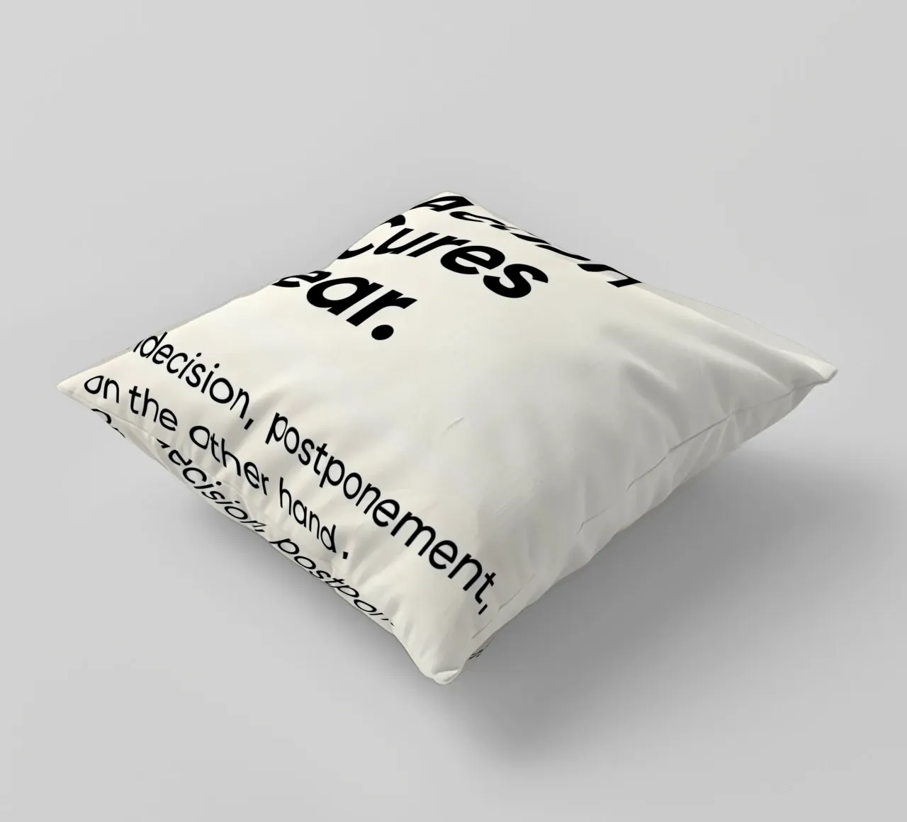 Action cures fear cuscino da Type & Tape