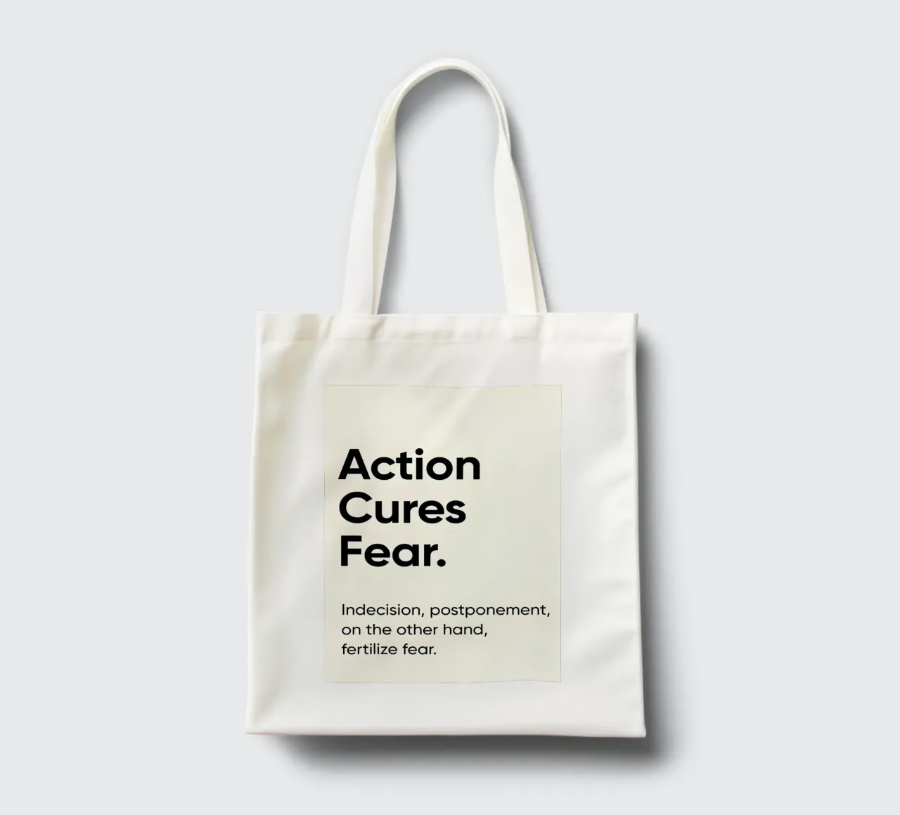 Action cures fear borsa in juta da Type & Tape