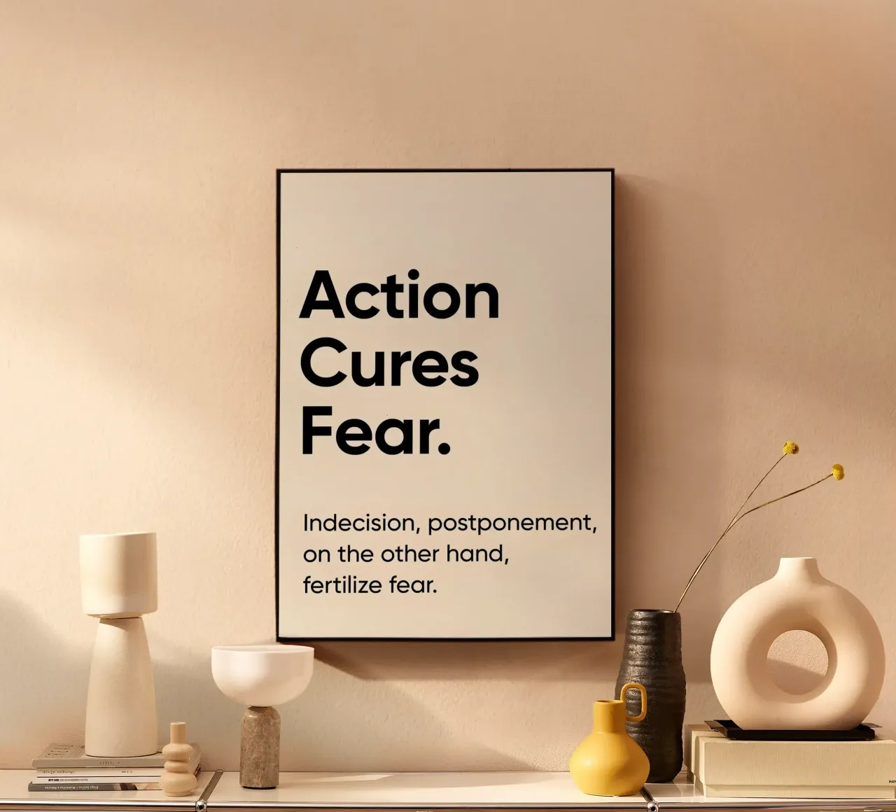 Action cures fear plexiglass da Type & Tape