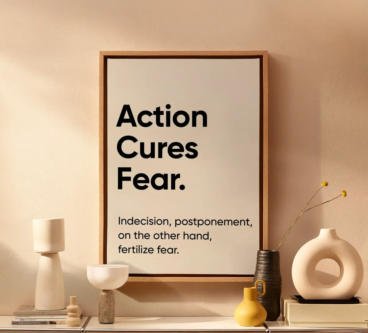 Action cures fear tela da Type & Tape