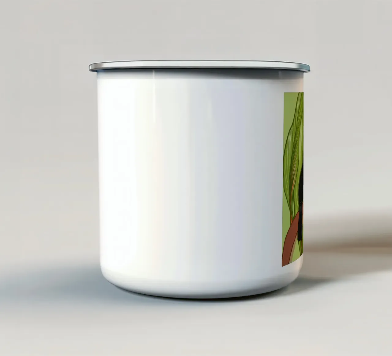 Pappagallo disegnato a mano con foglie tazza in smalto da gulsengunel