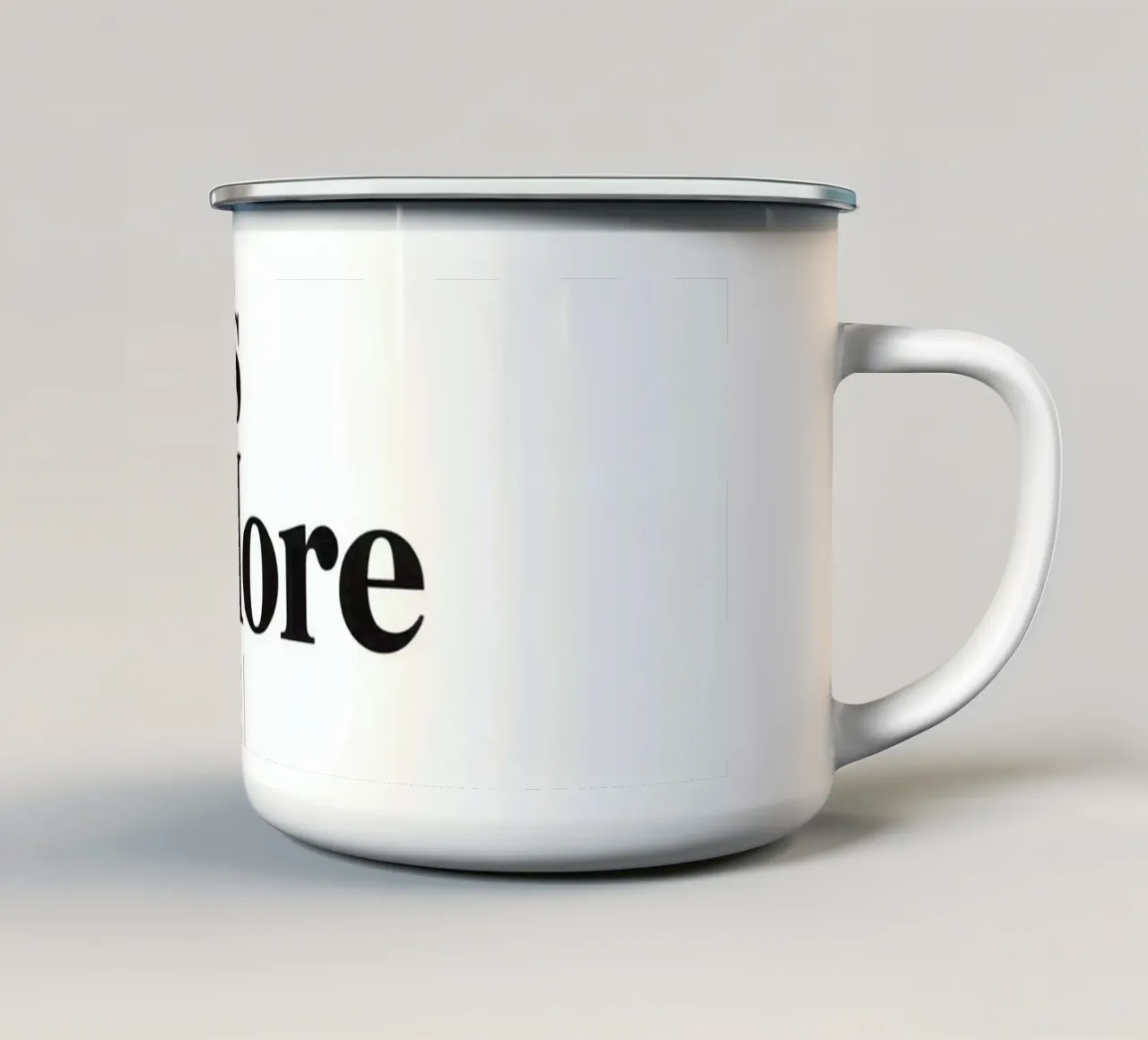 Testo nero Less is More sopra la stella a quattro punti tazza in smalto da DesignDoodle