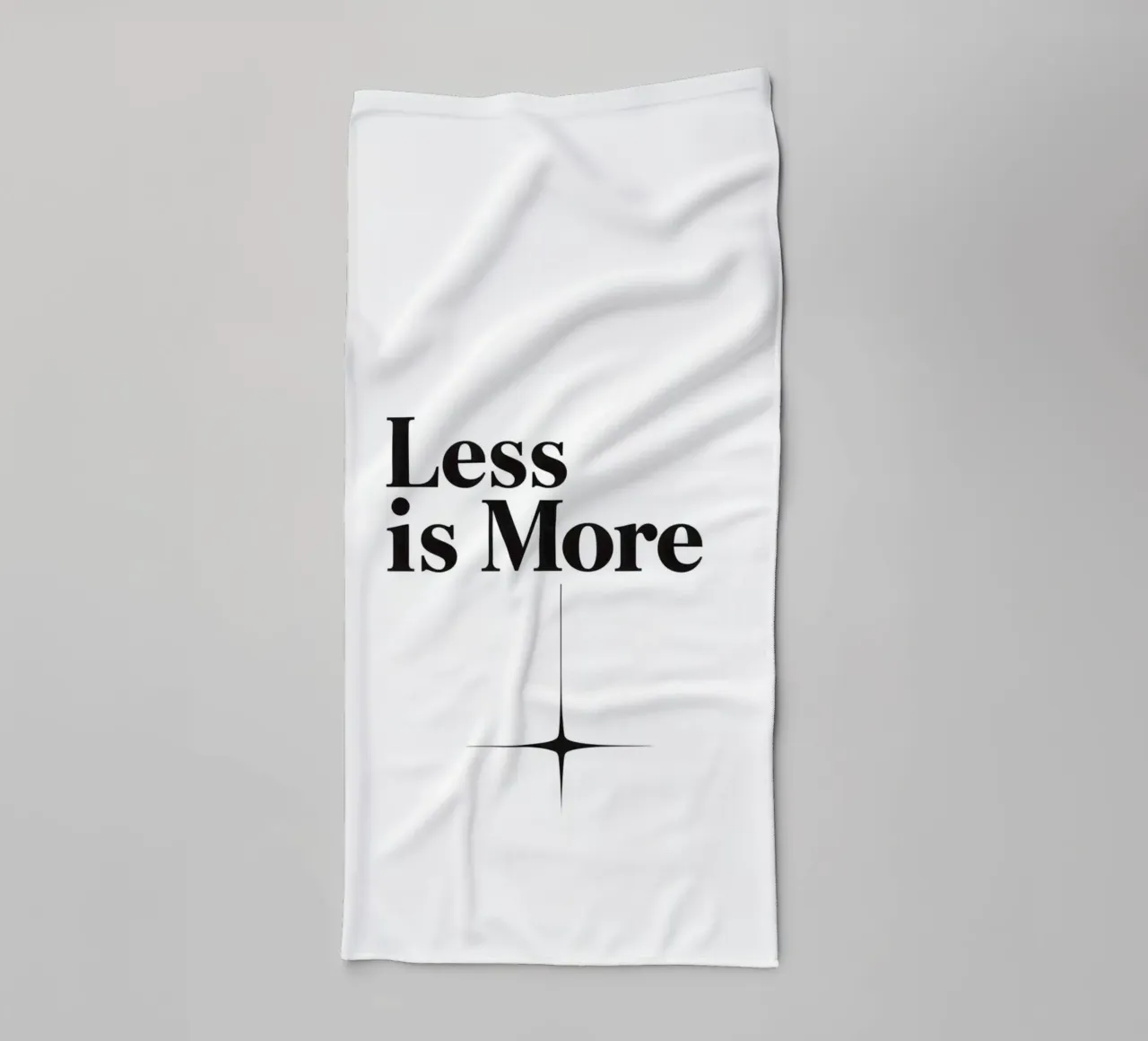 Black Text Less is More Above Four Point Star towel by DesignDoodle