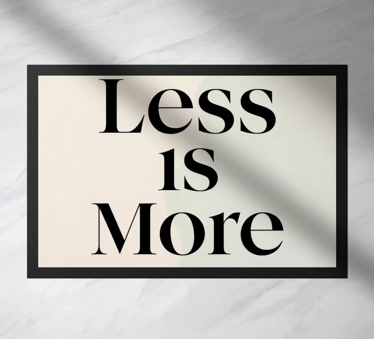 Less is More on Gradient Beige Background doormat by DesignDoodle