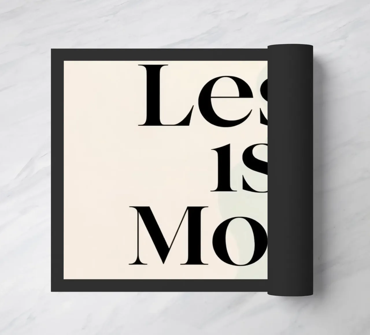 Less is More on Gradient Beige Background doormat by DesignDoodle