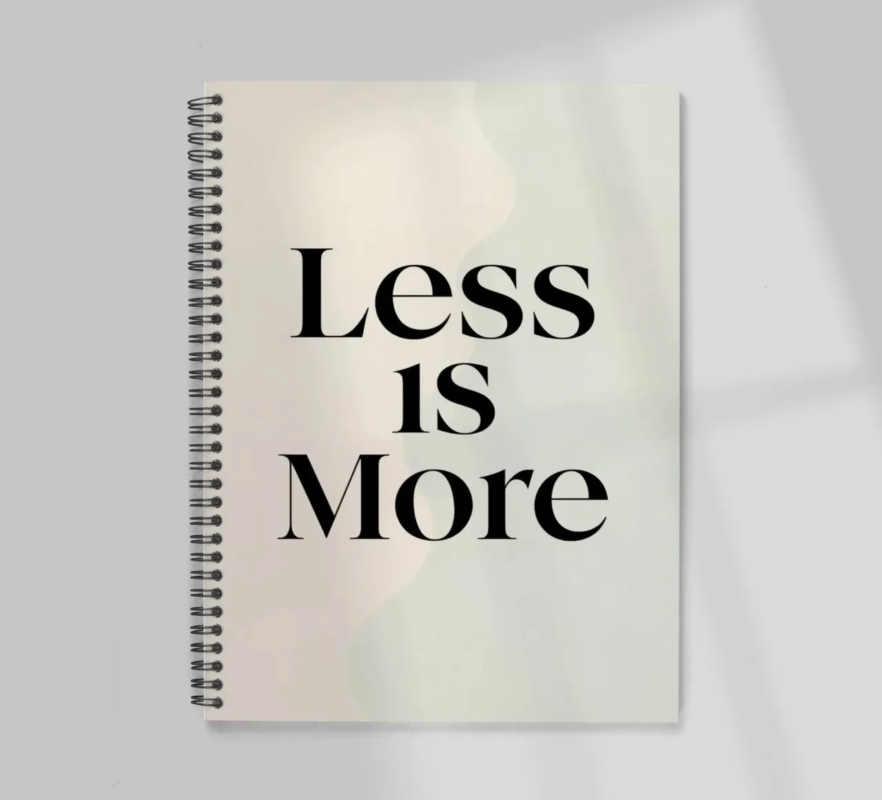 Less is More on Gradient Beige Background spiral notebook by DesignDoodle