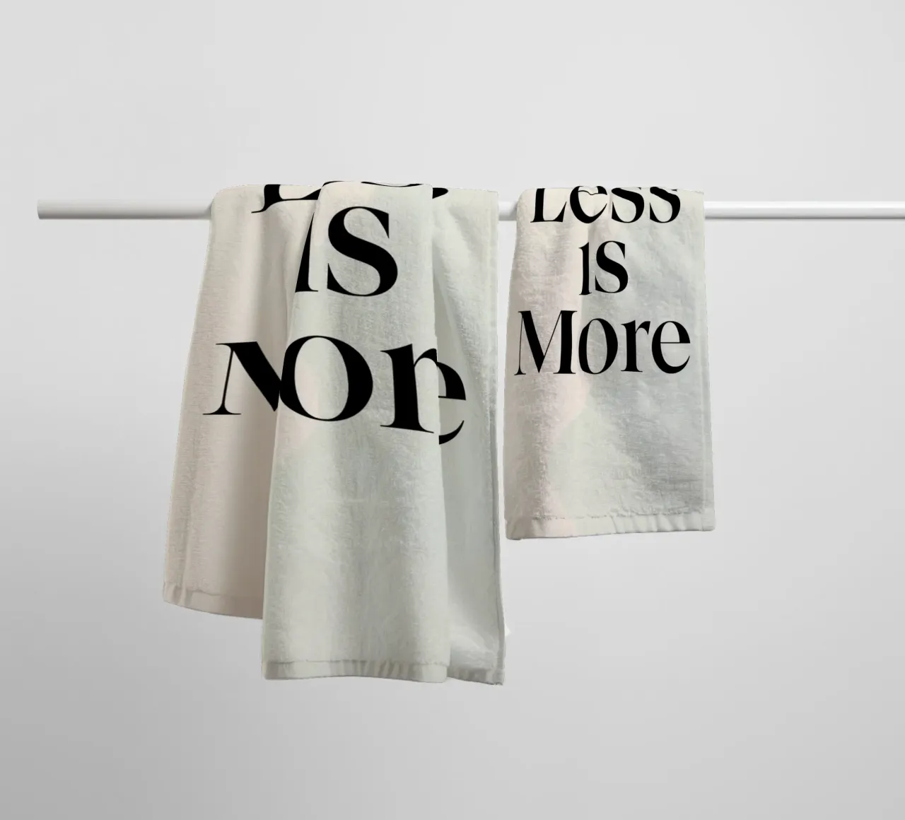 Less is More on Gradient Beige Background towel by DesignDoodle
