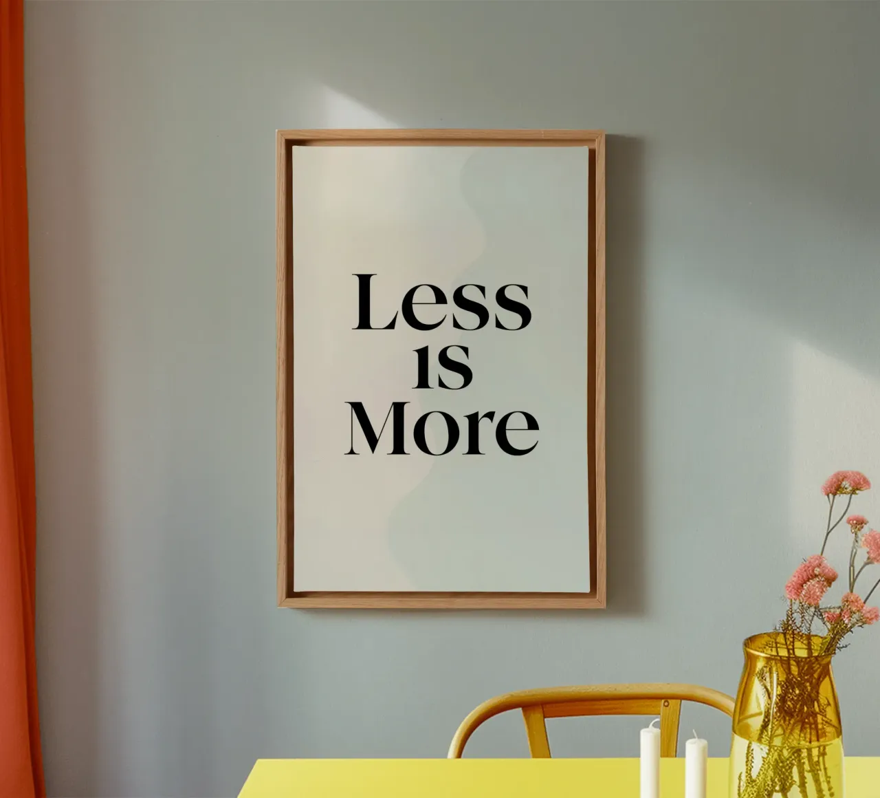 Less is More on Gradient Beige Background canvas with Floater frame by DesignDoodle